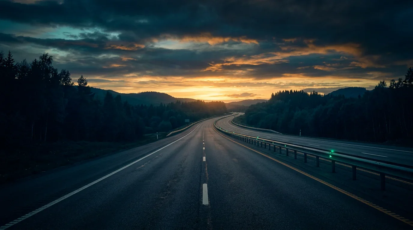 Tło hero — droga i ochrona ubezpieczeniowa, 1920x1080